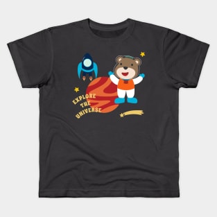 Space bear or astronaut in a space suit with cartoon style. Kids T-Shirt